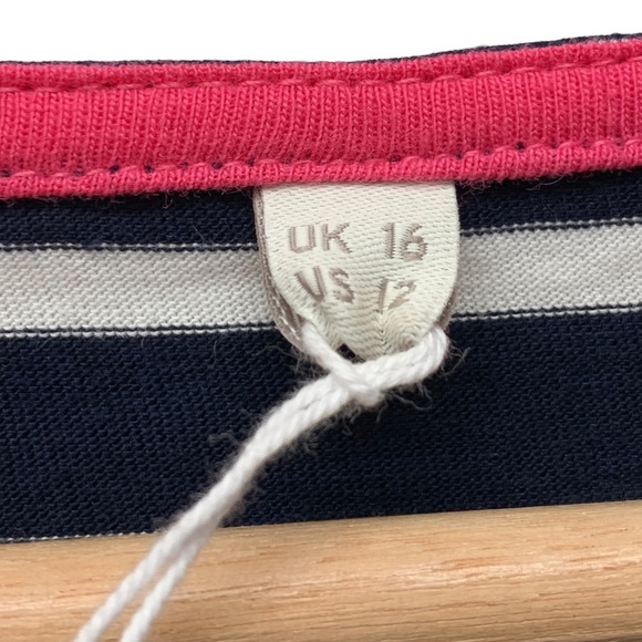 New! Boden Christmas long sleeve stripped shirt top, navy white, women's size 12 - Picture 7 of 10